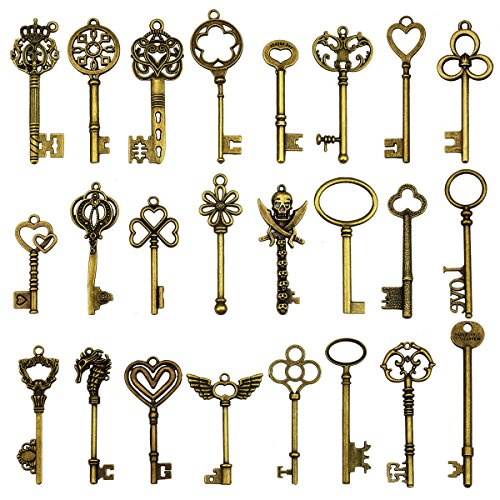 24 piezas grandes llaves de esqueleto de bronce antiguo llave rústica para la decoración de la boda Favor, colgantes del collar, fabricación de la joyería 24 piezas grandes llaves de esqueleto de bronce antiguo llave rústica para la decoración de la boda Favor, colgantes del collar, fabricación de la joyería