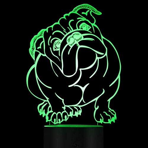3D Bulldog Francés Night Light Illusion 7 Cambio De Color Interruptor Táctil Mesa Escritorio Decoración Luz Regalo Perfecto Con Acrílico Flat Abs Base Usb Cable Toy