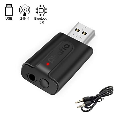 Abafia Adaptador Bluetooth USB V5.0, 2-en-1 Receptor Bluetooth y Transmisor Bluetooth, con Audio Inalámbrico 3.5MM Cable, para TV y PC, Audio del Automóvil Abafia Adaptador Bluetooth USB V5.0, 2-en-1 Receptor Bluetooth y Transmisor Bluetooth, con Audio Inalámbrico 3.5MM Cable, para TV y PC, Audio del Automóvil