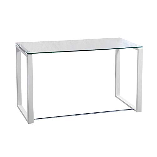 Adec - Mesa de Estudio Benetto, Mesa de Escritorio, Mesa de Despacho Cristal Transparente y Patas Blancas, Medidas: 100 cm (Largo) x 50 cm (Ancho) x 75 cm (Alto) Adec - Mesa de Estudio Benetto, Mesa de Escritorio, Mesa de Despacho Cristal Transparente y Patas Blancas, Medidas: 100 cm (Largo) x 50 cm (Ancho) x 75 cm (Alto)