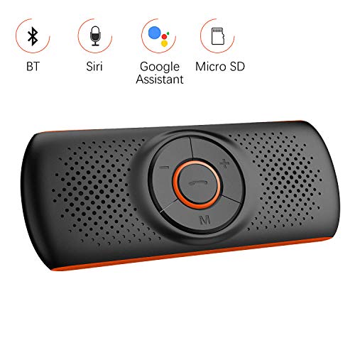 Aigoss Manos Libres para Coche Bluetooth 4.2 con Siri y Google Assistant, Kit de Coche Altavoz Inalámbrico para Visera, Conexión de 2 Teléfonos Simultáneamente