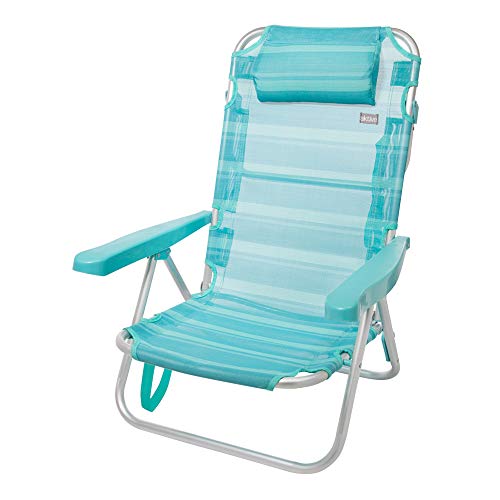 Aktive 53963 Silla multiposición aluminio Beach, 108 x 60 x 82 cm Azul mediterráneo