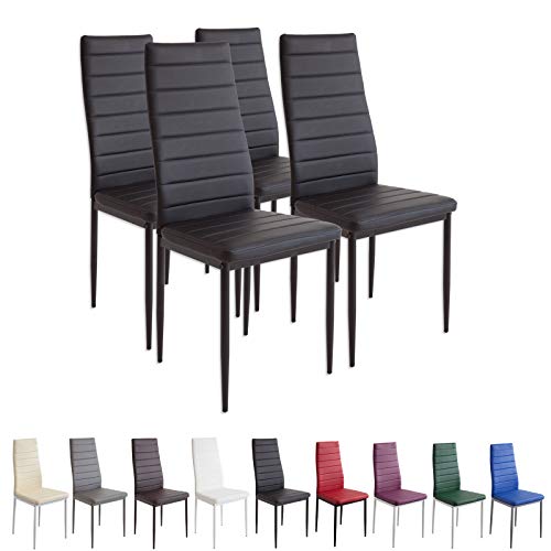 Albatros 2551MILANO Set de 4 sillas de Comedor, Negro