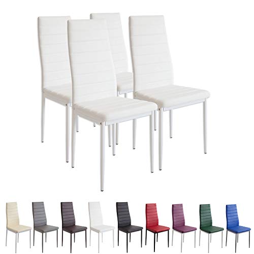 Albatros 2552 Milano Set de 4 sillas de Comedor, Blanco