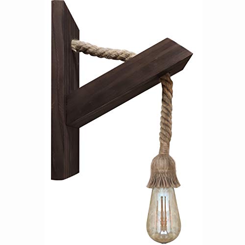 Aplique Madera Rustico Lampara Pared Madera Quemada Pino Rustica Aplique Industrial Estilo Retro con Cuerda Colgante Aplique Madera Rustico Lampara Pared Madera Quemada Pino Rustica Aplique Industrial Estilo Retro con Cuerda Colgante