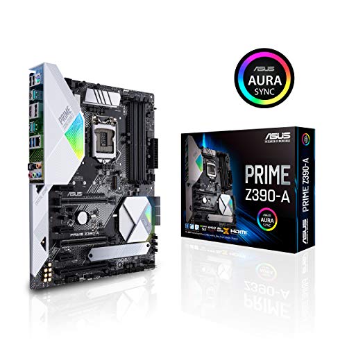ASUS Prime Z390-A - Placa base ATX Intel de 8a y 9a gen. LGA1151 con Overclocking por IA, DDR4 4266 MHz, dos M.2, Iluminación RGB Aura, SATA 6 Gb/s y USB 3.1 Gen. 2 tipo C