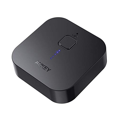 AUKEY Receptor Bluetooth 5 Audio Adaptador Inalámbrico con 18 Horas de Reproducción para la Sistema de Altavoces del Automóvil y Estéreo Doméstico