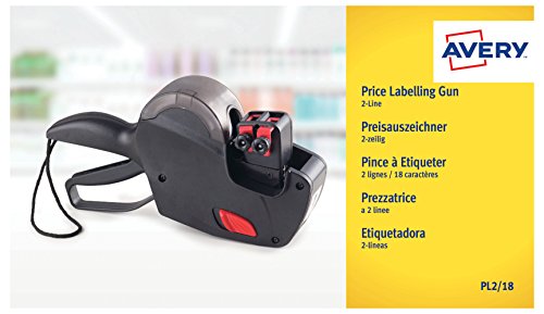 Avery PL2/18 - Etiquetadora de 2 líneas y 18 caracteres (1 unidad, 165 x 280 x 75 mm), negro Avery PL2/18 - Etiquetadora de 2 líneas y 18 caracteres (1 unidad, 165 x 280 x 75 mm), negro