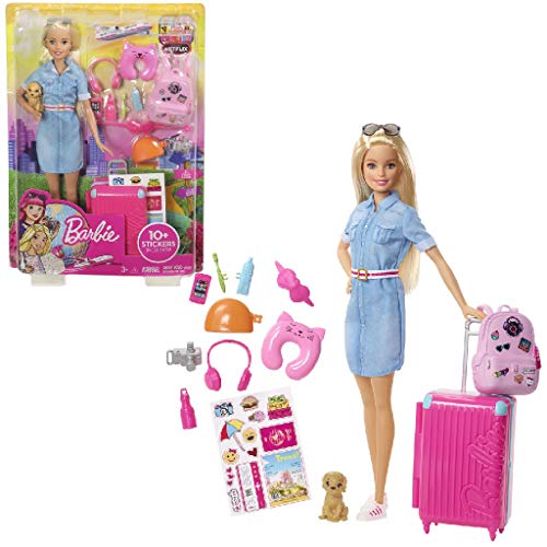 Barbie- Vamos de Viaje Muñeca con accesorios, Multicolor (Mattel FWV25)