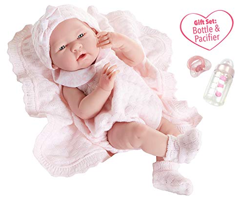 Berenguer Realistic Little Girl Doll - Traje de punto rosa con manta, 15 " Berenguer Realistic Little Girl Doll - Traje de punto rosa con manta, 15 "