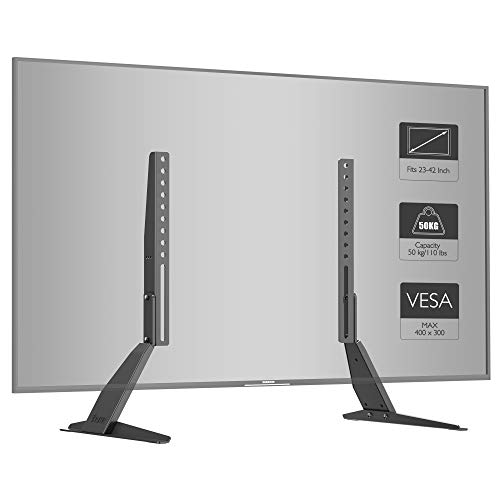 BONTEC Soporte Universal de TV de sobremesa con Montaje en Pedestal Que se Adapta a Pantallas de TV de 23" - 42" - VESA 400x300 mm máximo BONTEC Soporte Universal de TV de sobremesa con Montaje en Pedestal Que se Adapta a Pantallas de TV de 23" - 42" - VESA 400x300 mm máximo