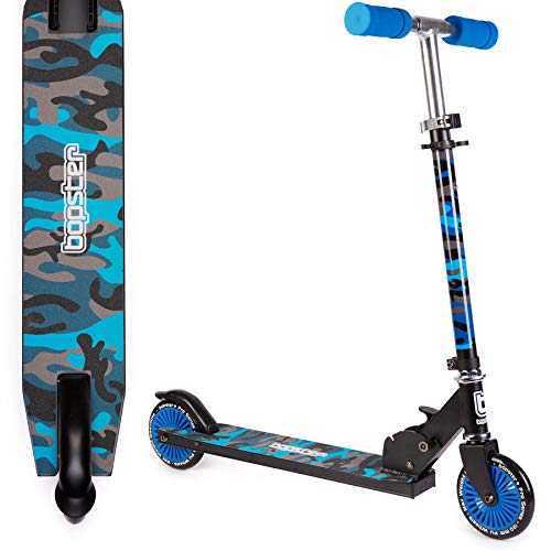 Bopster Patinete Plegable para niños - Azul Camuflaje