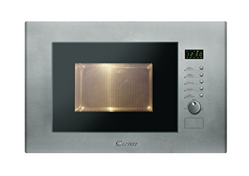 Candy MIC20GDFX Microondas integrable con grill, 10 programas, display digital, plato giratorio 24,5 cm, potencia 800 W-1000 W, 20 litros, gris