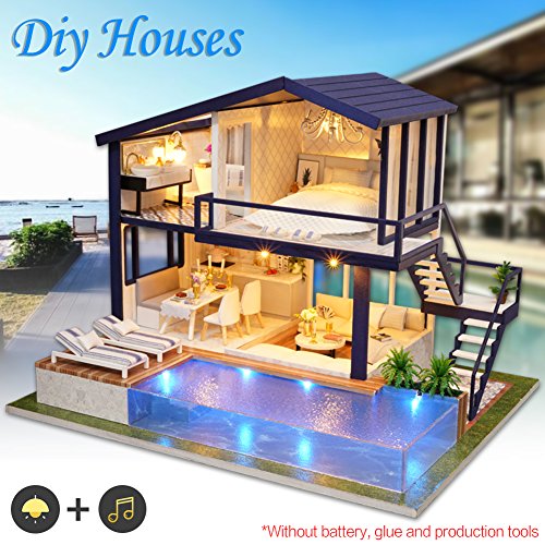 Casas De Muñecas Con Muebles, Diy Dollhouse,equipo De Casa De Muñecas De Madera DIY, Apartamento de tiempo, Casas De Muñecas Y Accesorios (con luz + música) Casas De Muñecas Con Muebles, Diy Dollhouse,equipo De Casa De Muñecas De Madera DIY, Apartamento de tiempo, Casas De Muñecas Y Accesorios (con luz + música)