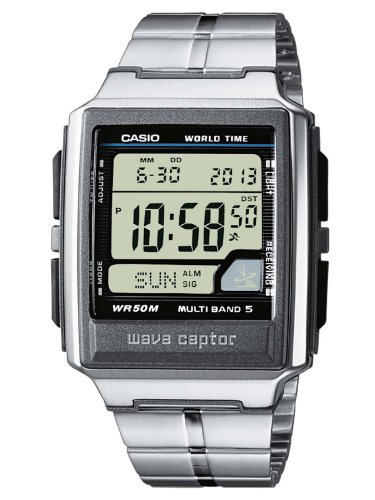 Casio WAVE CEPTOR Reloj Radiocontrolado, Caja de acero inoxidable y resina, Negro, para Hombre, con Correa de Acero inoxidable, WV-59DE-1AVEF