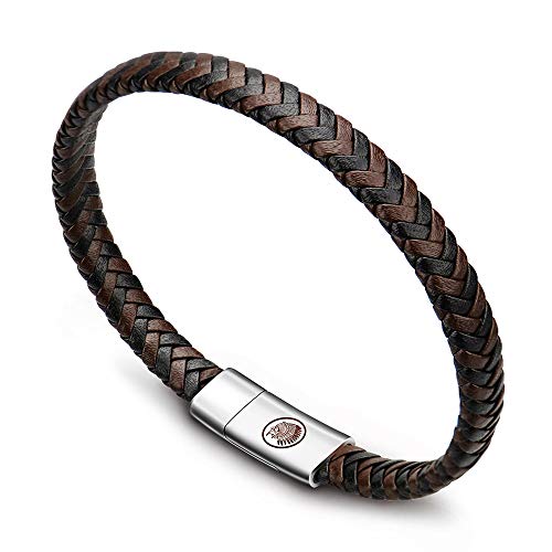 Casisto.J Pulsera Cuero Hombre - Pulsera Trenzada Hecha a Mano clásica en Negro y marrón con Cierre magnético Grabado Joyas Gratis en Caja (marrón&Negro, 21) Casisto.J Pulsera Cuero Hombre - Pulsera Trenzada Hecha a Mano clásica en Negro y marrón con Cierre magnético Grabado Joyas Gratis en Caja (marrón&Negro, 21)