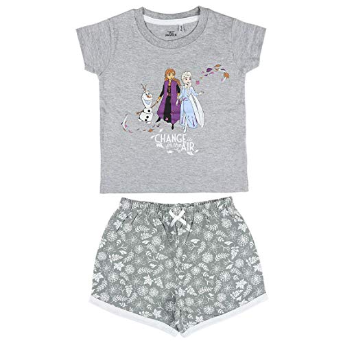 Cerdá Pijama Niña de Disney Frozen 2-Camiseta + Pantalon de Algodón Juego, Gris, 4 Años para Niñas