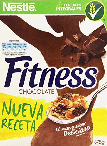 Cereales NESTLÉ Fitness con chocolate con leche - Copos de trigo integral, arroz y avena integral tostados - 1 paquete de cereales de 375g