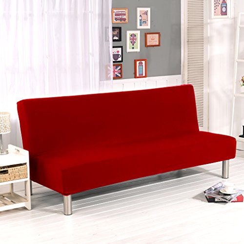Cornasee Funda de Clic-clac elástica, Cubre/Protector sofá de 3 plazas,Color sólido,Rojo