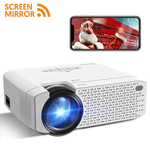 Crosstour Proyector Portátil Wi-Fi Mini Videoproyector Soporte 1080P Full HD Inalámbrico,Cine en Casa Compartir Pantalla,Compatible con Android iPhone iPad HDMI USB MicroSD