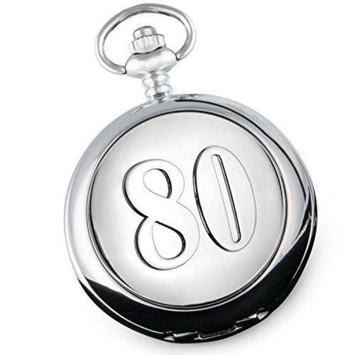 De Walden - Reloj de bolsillo para regalar a hombres en su 80 cumpleaños, con caja de regalo forrada de satén en la parte delantera De Walden - Reloj de bolsillo para regalar a hombres en su 80 cumpleaños, con caja de regalo forrada de satén en la parte delantera
