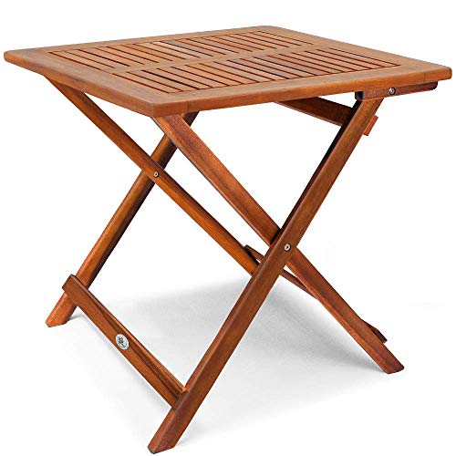 Deuba Mesa Auxiliar de jardín 70 x 70 cm Madera de Acacia mesita de café Exterior Plegable Camping terraza Patio