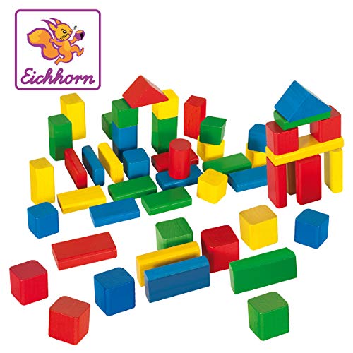Eichhorn - Cubo 50 bloques de Madera Colores ( 100050161) Eichhorn - Cubo 50 bloques de Madera Colores ( 100050161)