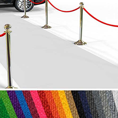 etm Alfombra para Eventos | Alfombras de Pasillo Hollywood | Alfombras Hollywood para Eventos, Gala, Bodas, Presentaciones | 18 Elegantes Colores (Blanco, 200x350 cm)