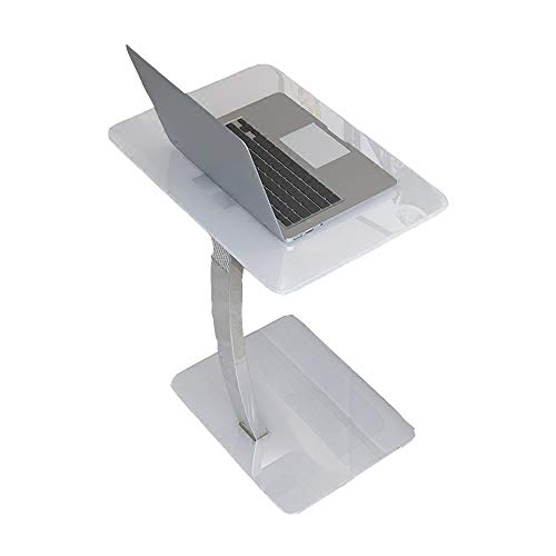 FEI - Lapdesks Mesa lateral de cristal del soporte del ordenador portátil del metal portátil para el vidrio blanco derecho del piso de las computadoras portátiles para la sala de estar o el dormitorio FEI - Lapdesks Mesa lateral de cristal del soporte del ordenador portátil del metal portátil para el vidrio blanco derecho del piso de las computadoras portátiles para la sala de estar o el dormitorio