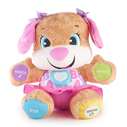 Fisher-Price-Ríe y Aprende, Perrita primeros descubrimientos, juguetes bebe 6 meses, color peluche, (Mattel FPP55)