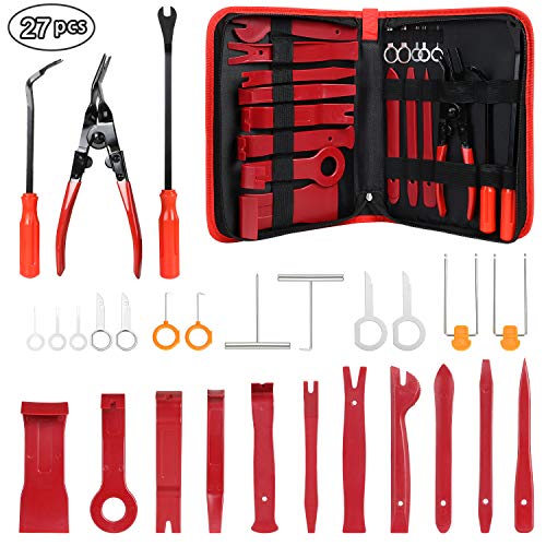 flintronic Herramientas Desmontar, 27PCS Nilón Desmontaje/Eliminación Kit para Desmontar el Salpicadero Radio, Audio Vehículo Interior Recubrimiento Desmontaje (Rojo) flintronic Herramientas Desmontar, 27PCS Nilón Desmontaje/Eliminación Kit para Desmontar el Salpicadero Radio, Audio Vehículo Interior Recubrimiento Desmontaje (Rojo)