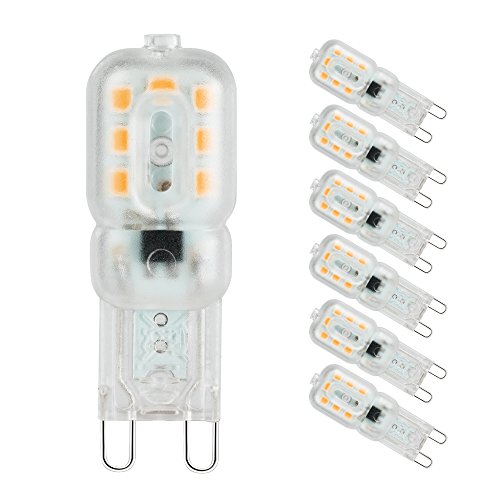 G9 Led Bulb 3W, Pursnic G9 Led Bombilla (equivalente halógena 33W), blanco cálido 3000K, ángulo de haz 360 °, lámpara g9 para iluminación del hogar, paquete de 6 G9 Led Bulb 3W, Pursnic G9 Led Bombilla (equivalente halógena 33W), blanco cálido 3000K, ángulo de haz 360 °, lámpara g9 para iluminación del hogar, paquete de 6