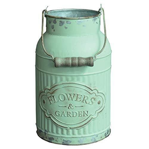 Hogar y Mas Macetero Decorativo Vintage de Metal Patina Opal Green & Garden. Interior/Exterior. Original en Forma de Lechera 13X9X21cm Hogar y Mas Macetero Decorativo Vintage de Metal Patina Opal Green & Garden. Interior/Exterior. Original en Forma de Lechera 13X9X21cm