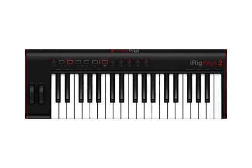 IK Multimedia iRig Keys 2 Pro - Teclado MIDI Universal, Compacto con 37 Mini-Teclas y Salida de Audio para iPhone, iPad, Android, Mac/PC, Negro
