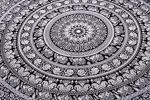 Indian Elephant Mandala Tapestry, Hippie Tapestries, Tapestry Wall Hanging, Indian Black & White Tapestry , Bohemian Dorm Decor Mandala Tapestries, Pyshedlic Tapestry, Hippy Mandala by Craftozone