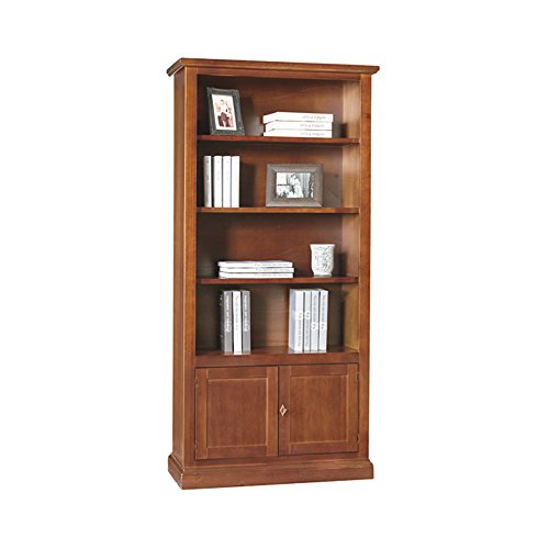 InHouse srls Librería, Estilo Clasico, en Madera Maciza y MDF con Acabado Nogal Pulido - Medidas 90 x 41 x 186 …