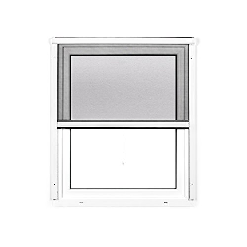 JAROLIFT 2 en 1 Mosquitera enrollable Volaris, mosquitera para ventanas con marco de PVC en color blanco, 100 x 140 cm