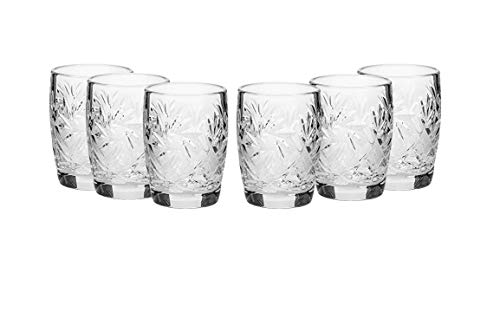 Juego de 6 ruso Vintage corte de cristal 6 vasos de chupito VODKA gafas 1,5 oz/50 ml, hecha a mano en estilo antiguo Europea Crystal Set de regalo