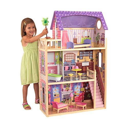 KidKraft- Kayla Casa de muñecas de madera con muebles y accesorios incluidos, 3 pisos, para muñecas de 30 cm , Color Natural/Rosa/Violeta (65092 ) KidKraft- Kayla Casa de muñecas de madera con muebles y accesorios incluidos, 3 pisos, para muñecas de 30 cm , Color Natural/Rosa/Violeta (65092 )