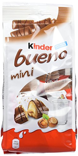 Kinder Bueno Mini Barritas con Relleno de Leche y Avellanas, Recubiertas de Chocolate - 20 Unidades