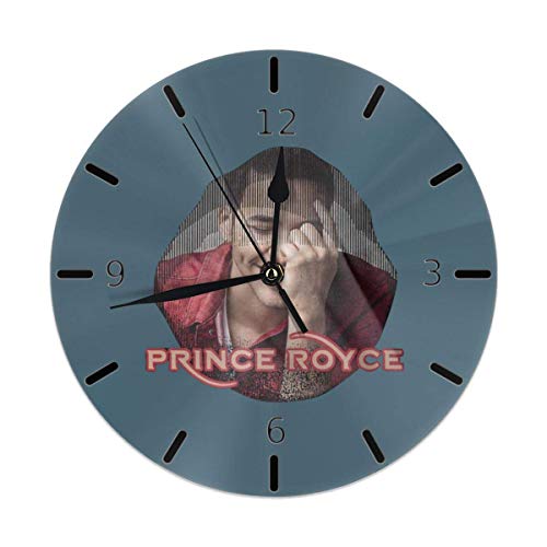 Kncsru Reloj de Pared Relojes de Pared Redondos silenciosos sin tictac, Relojes Prince Royce Reloj de Escritorio silencioso analógico de Cuarzo con Pilas