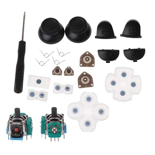 Lamdoo  L1 R1 L2 R2 Botones de Disparo Joysticks Analógicos 3D Palos de Pulgar Cap Caucho Conductor para Controlador de PS4 Juego de reparación