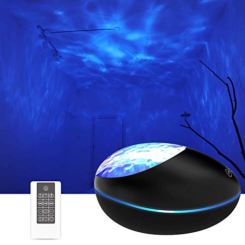 Lampara Proyector Océano Ola Bluetooth 5.0, Lámpara Proyector Infantil Luz Nocturna con 360° Rotación y 8 Música, 8 Modos, con Control Remoto y Temporizador Proyector Noche Adultos Niños Regalo