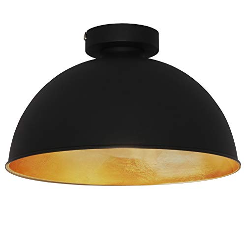 Lámpara techo de diseño retro vintage y industrial Ø310mm max. 60W, Elegante y moderna 230V, Color negro y dorado