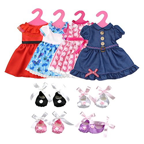 Lance Home Ropa de Muñeca, 4 Falda, 4 Zapatos y 4 Perchas para 18 Pulgadas Muñecas American Girl, Accesorios Ropa Vestido Falda Lance Home Ropa de Muñeca, 4 Falda, 4 Zapatos y 4 Perchas para 18 Pulgadas Muñecas American Girl, Accesorios Ropa Vestido Falda