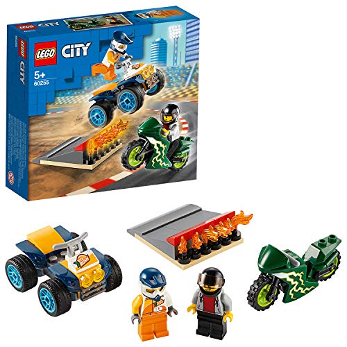 LEGO City Turbo Wheels - Equipo de Especialistas, Set de Construcción, Incluye Quad y Moto Acrobáticos, 2 Minifiguras de Pilotos con Casco y Rampa de Despegue con Llamas (60255)