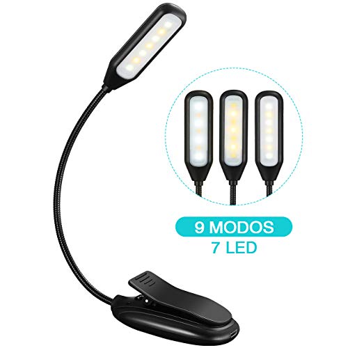 LITOM Luz de Lectura, Luz de Libro Recargable con 60H de Autonomía, 7 LED con 9 Modos de Luz, 360° Flexible Lampara de Lectura Pinza para Lectores Noche, E-Reader, Libro, PC y Tablet LITOM Luz de Lectura, Luz de Libro Recargable con 60H de Autonomía, 7 LED con 9 Modos de Luz, 360° Flexible Lampara de Lectura Pinza para Lectores Noche, E-Reader, Libro, PC y Tablet
