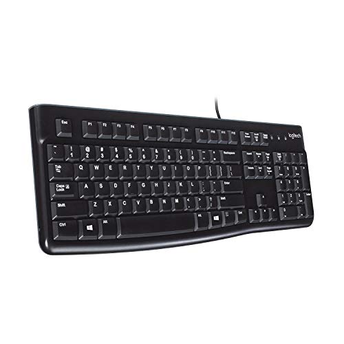 Logitech K120 Teclado con Cable Business para Windows, Tamaño Normal, Resistante a Líquido, Barra Espaciadora Curvada, PC/Portátil, Disposición QWERTY Español, Color Negro Logitech K120 Teclado con Cable Business para Windows, Tamaño Normal, Resistante a Líquido, Barra Espaciadora Curvada, PC/Portátil, Disposición QWERTY Español, Color Negro