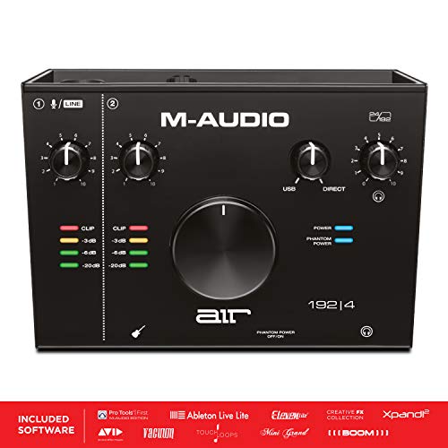 M-Audio AIR 192|4 - Interfaz de audio profesional USB y USB-C, 2 entradas y 2 salidas, paquete de software ProTools|First, Ableton Live Lite, Eleven Lite, efectos de Avid y de AIR Music Tech
