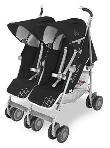 Maclaren Twin Techno Silla de paseo doble - ligera, para recién nacidos hasta los 50kg, encaja a través de la mayoría de las puertas, Capota extensible con UPF 50+ Maclaren Twin Techno Silla de paseo doble - ligera, para recién nacidos hasta los 50kg, encaja a través de la mayoría de las puertas, Capota extensible con UPF 50+